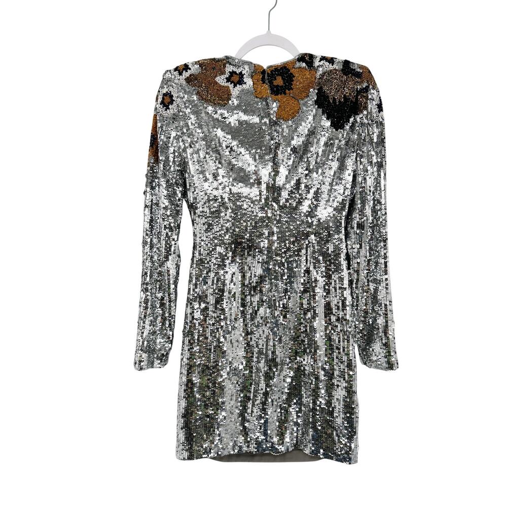 Veronica Beard Shar Sequin Floral Mini Cocktail Party Dress Silver Size 0 NWT - Picture 4 of 8